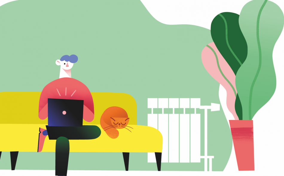 osoba na sofie z laptopem